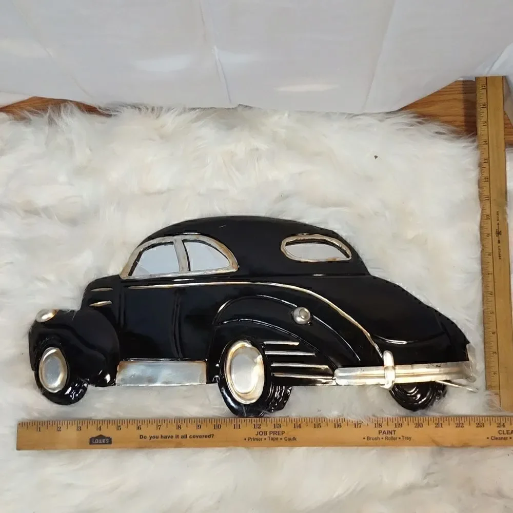 Vtg Black 50s Car Metal Sign